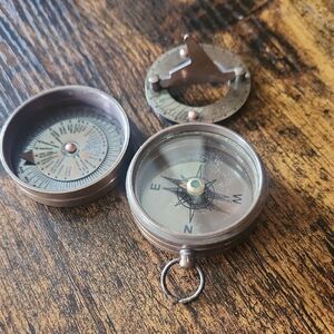 Vintage Brass Compass Set